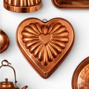 Vintage Heart-Shaped Copper Cake Mold